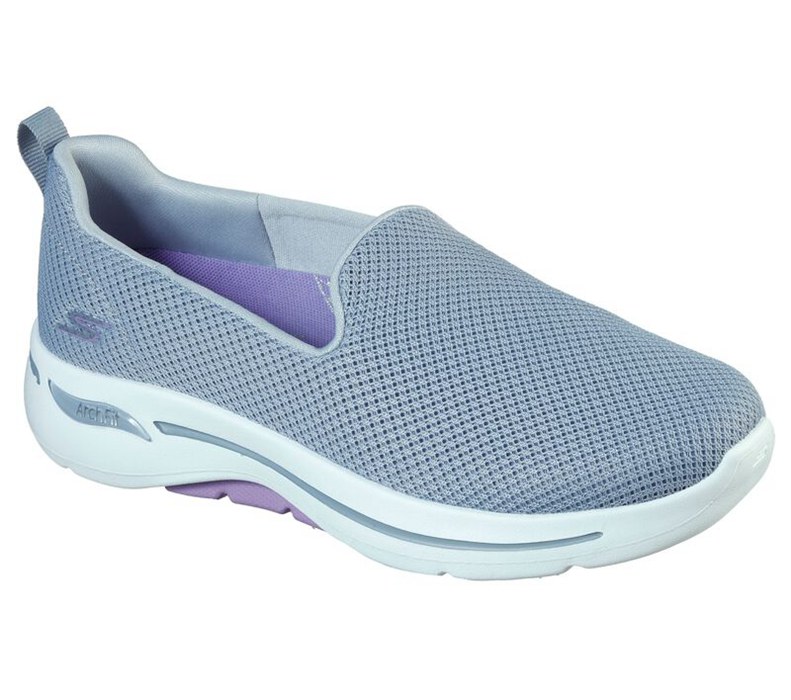 Skechers Gowalk Arch Fit - Grateful - Womens Slip On Shoes Grey/Lavender [AU-KM5085]